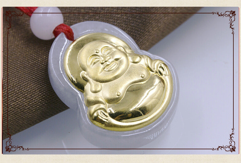 Gold inlaid jade pendant