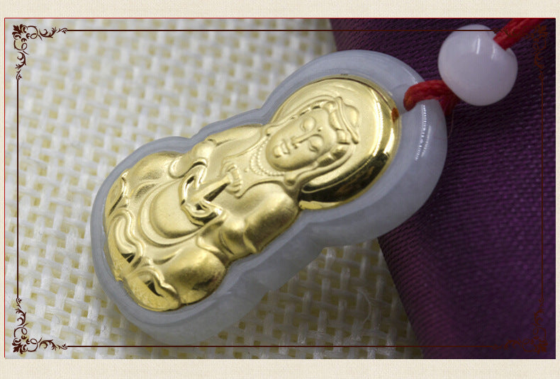 Gold inlaid jade pendant